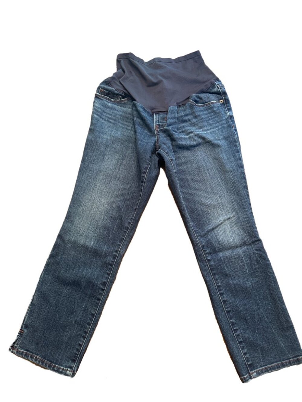 Old Navy Navy Panel Dark Blue Straight-Leg Maternity Jeans Capri Length